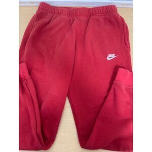 Nike Sportswear Club Fleece Joggers Red Sweatpants Mens Size Medium Embroidered